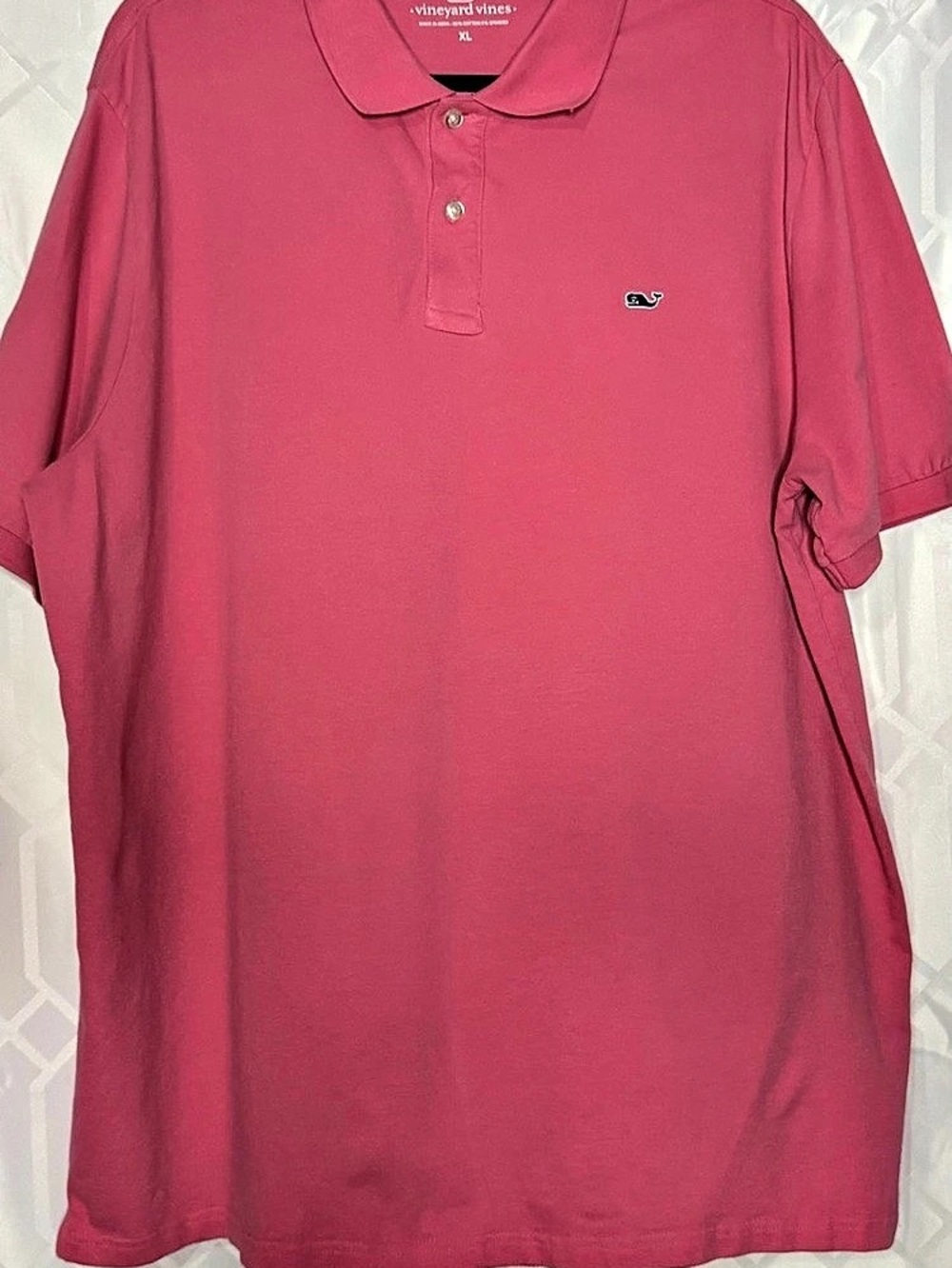 Vineyard Vines Lived-In Pique Polo Pink Mens XL Short Sleeve Whale Logo Shirt